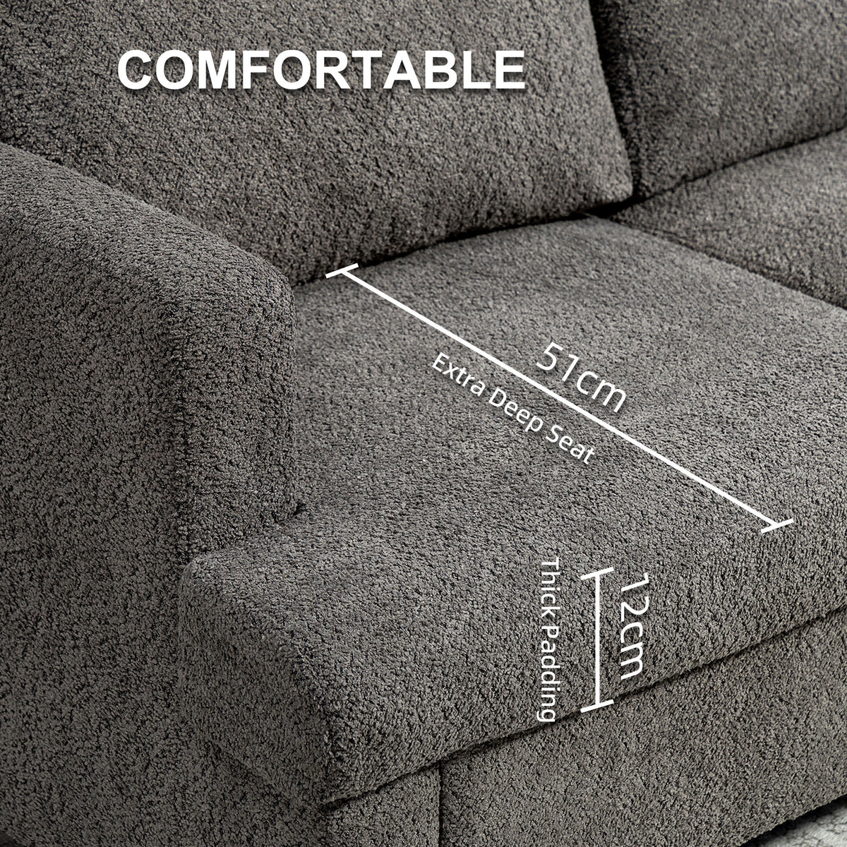 54.3" Loveseat Sofa, 2 Seater Sofa with Removable Cushions – view 3