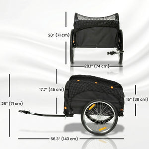 Soozier Bike Cargo Trailer, 45 Gal Bicycle Trailer Wagon Cart with Cargo Net, Quick Release 20" Wheels, Safe Reflectors