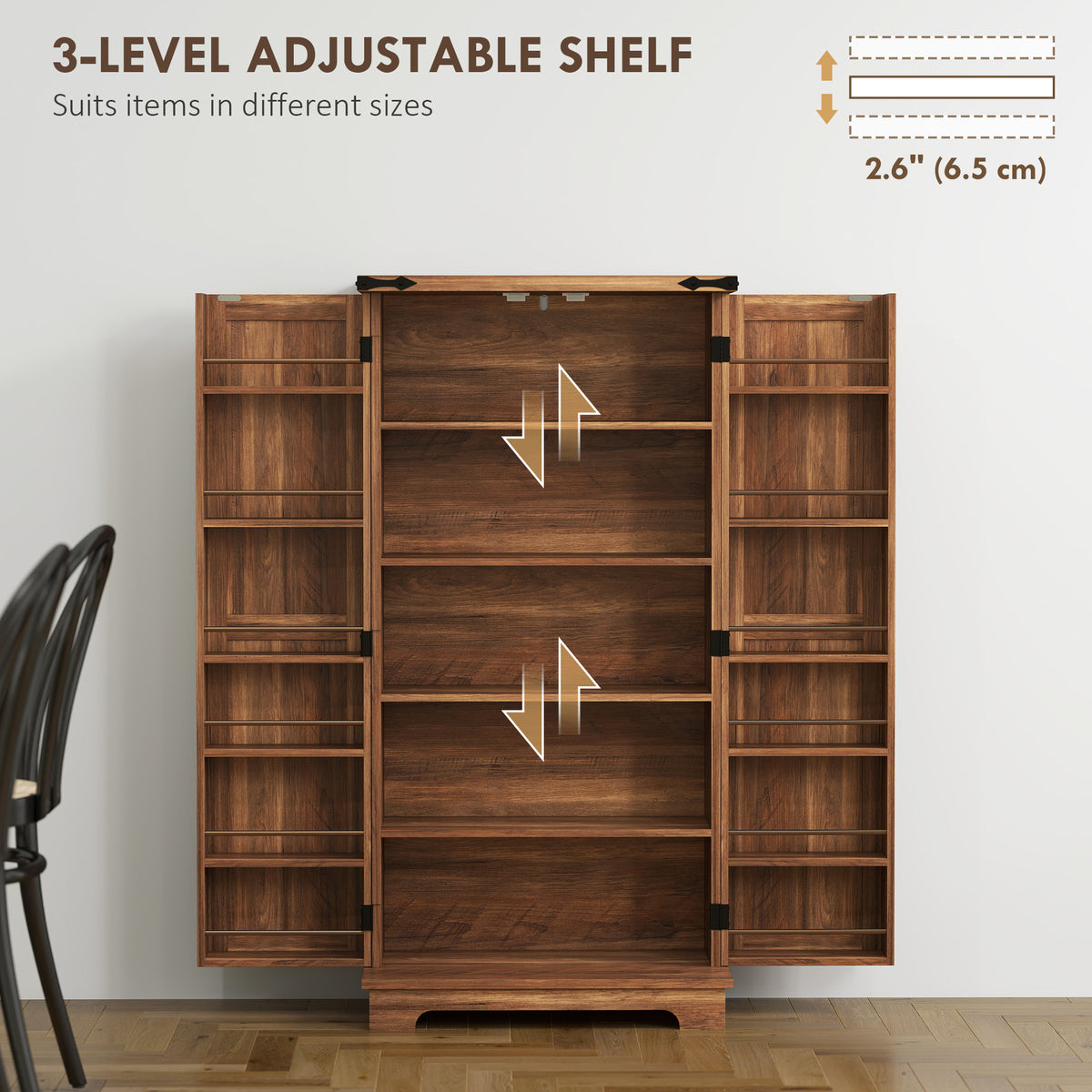 47" Kitchen Pantry Storage Cabinet, Farmhouse Kitchen Pantry Cabinet with Adjustable Shelves and Door – view 13