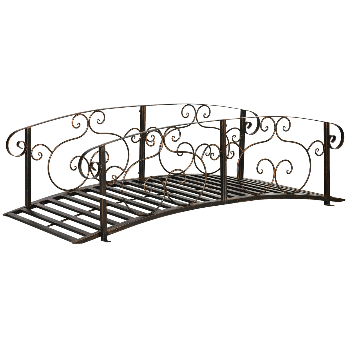 6FT Steel Garden Bridge with Safety Siderails, Decorative Arc Landscaping Bridge for Backyard Creek Stream – view 8