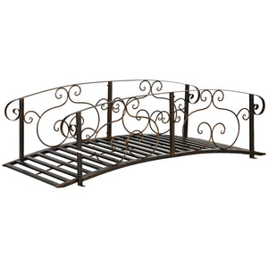 6FT Steel Garden Bridge with Safety Siderails, Decorative Arc Landscaping Bridge for Backyard Creek Stream – view 8