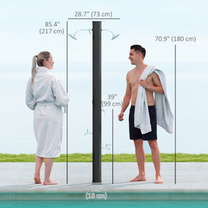 9.2 Gallon Solar Heated Outdoor Shower, 7.1ft with 2 Free-Rotating Shower Heads & Foot Showers for Poolside Beach Spa