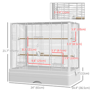 22" Bird Cage for Budgie Finches Canaries Love Birds with Wooden Stands, Slide-Out Tray, Handles – view 9