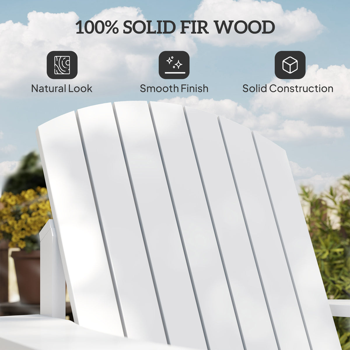 Classic Adirondack Chair Muskoka Chair, Garden Deck Chair with Cup Holder for Patio, Indoor, Backyard, White – view 5