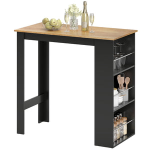 Bar Table Counter Height Dining Table with 3 Storage Shelves for Kitchen, Dining Room, Living Room, Natural