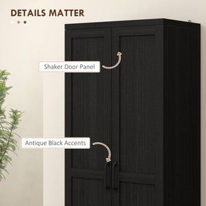 63" Kitchen Storage Cabinet, 5-tier Pantry Cabinet with Doors and Adjustable Shelves for Dining Room, Black – view 6
