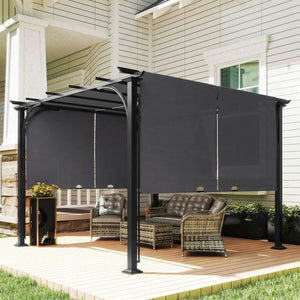 10' x 10' Outdoor Pergola Patio Gazebo Canopy Sun Shelter, Steel Frame, Beige – view 21