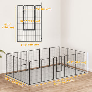 Heavy Duty Pet Playpen, 16 Panels Steel Dog Fence Puppy Exercise Pen with 2 Doors Locking Latch, 47" Height