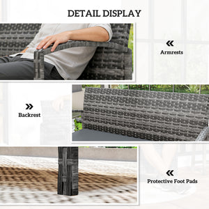 33 Gallon Outdoor Storage Bench, Wicker Deck Box Patio Bench Seat with Cushion, Grey