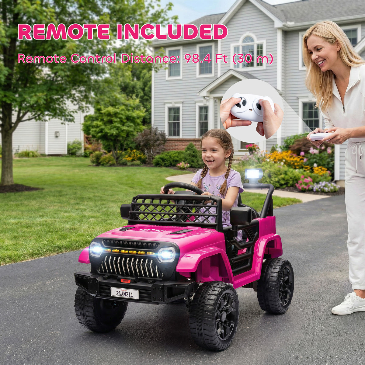 Qaba 12V Ride on Truck, Electric Car for Kids with Remote Control, Suspension, 3 Speeds, USB Music Headlights