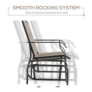 2 Pieces Outdoor Glider Chairs, 2 Person Glider Rocking Chair Set with Breathable Mesh Fabric, Steel Frame, Dark Brown