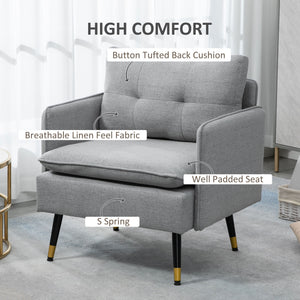 Accent Chair, Upholstered Armchair with Tufted Back Cushion and Steel Legs for Living Room, Bedroom – view 17