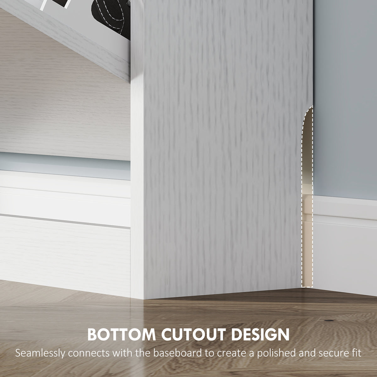 Narrow Shoe Storage Cabinet, Shoe Cabinet with 3 Flip Drawers, 31.5" W x 6.7" D x 42.5" H, White