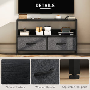 TV Stand with Charging Station, TV Table with 2 Foldable Linen Drawers and Open Shelf for 47 Inch – view 5