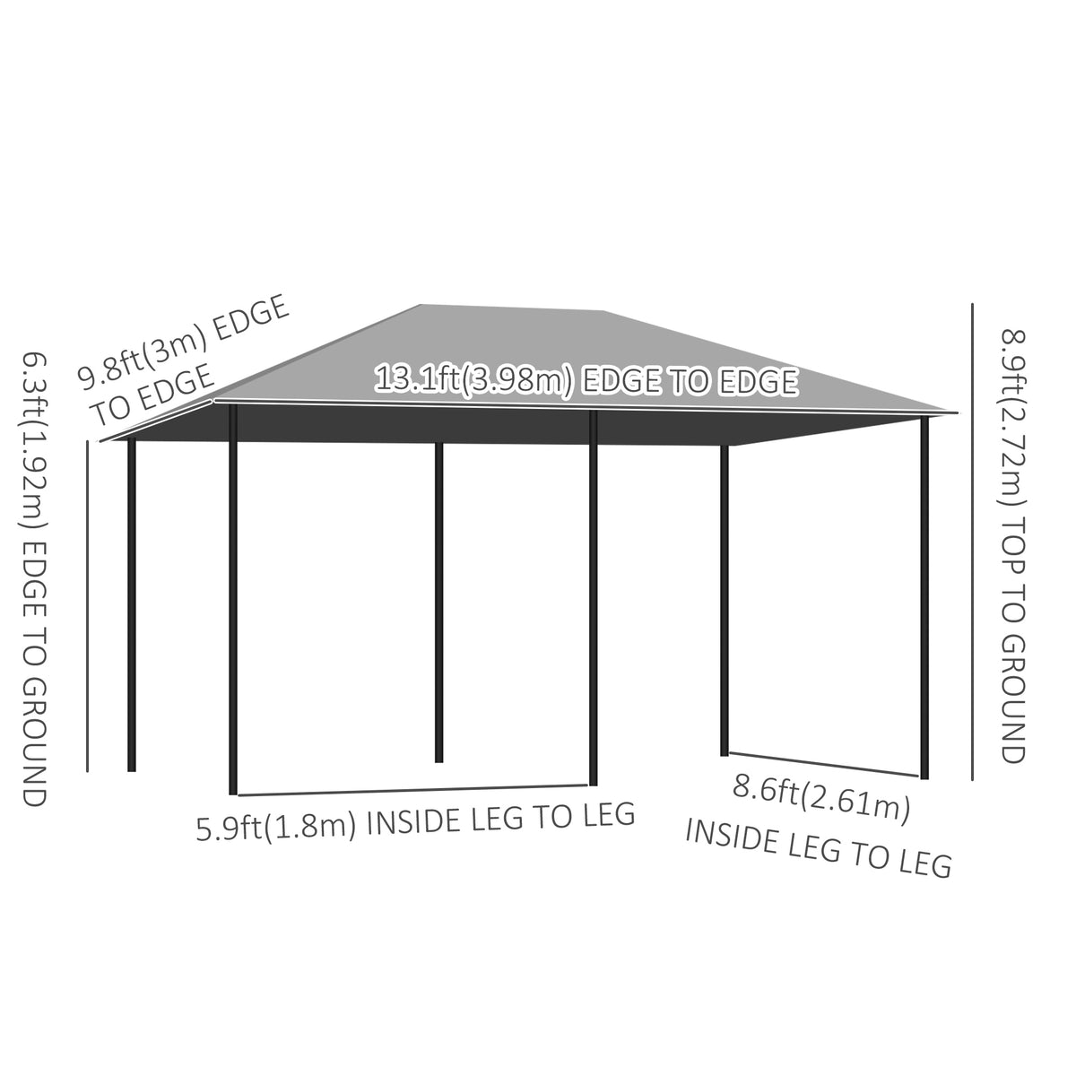 13'x 10' Soft-top Steel Patio Gazebo Canopy Party Tent with 6 Removable Curtains and Drainage Holes, Khaki – view 16
