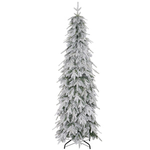 6ft Pencil Flocked Artificial Christmas Tree with 600 Branch Tips, Auto Open and Steel Base, Green
