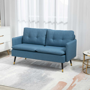 55" Loveseat Sofa, Linen Love Seat w/ S spring, Steel Legs and Button Tufting, Small Couch for Living Room – view 21