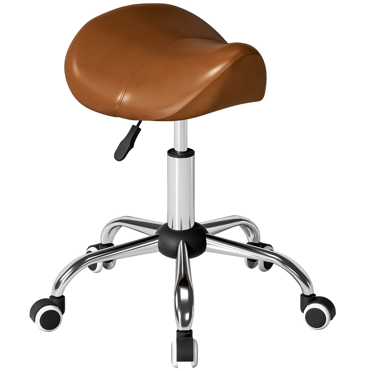 Cosmetic Stool 360° Rotate Height Adjustable Salon Massage Spa Chair Hydraulic Rolling Faux Leather Saddle – view 2