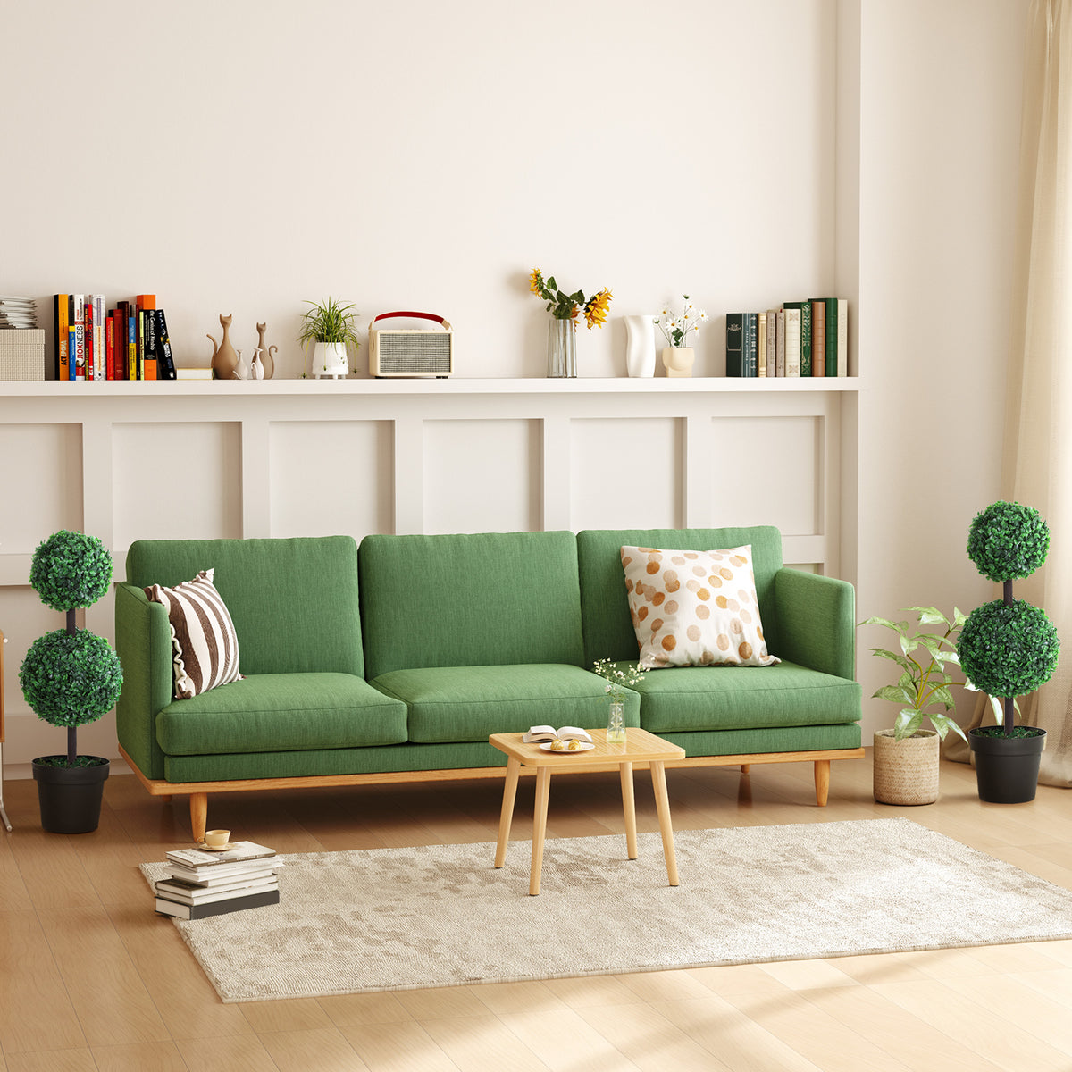2 Ball Topiary Tree in Pot for Home Decor, Artificial Plant for Home Office, Living Room Decor, Dark Green – view 14
