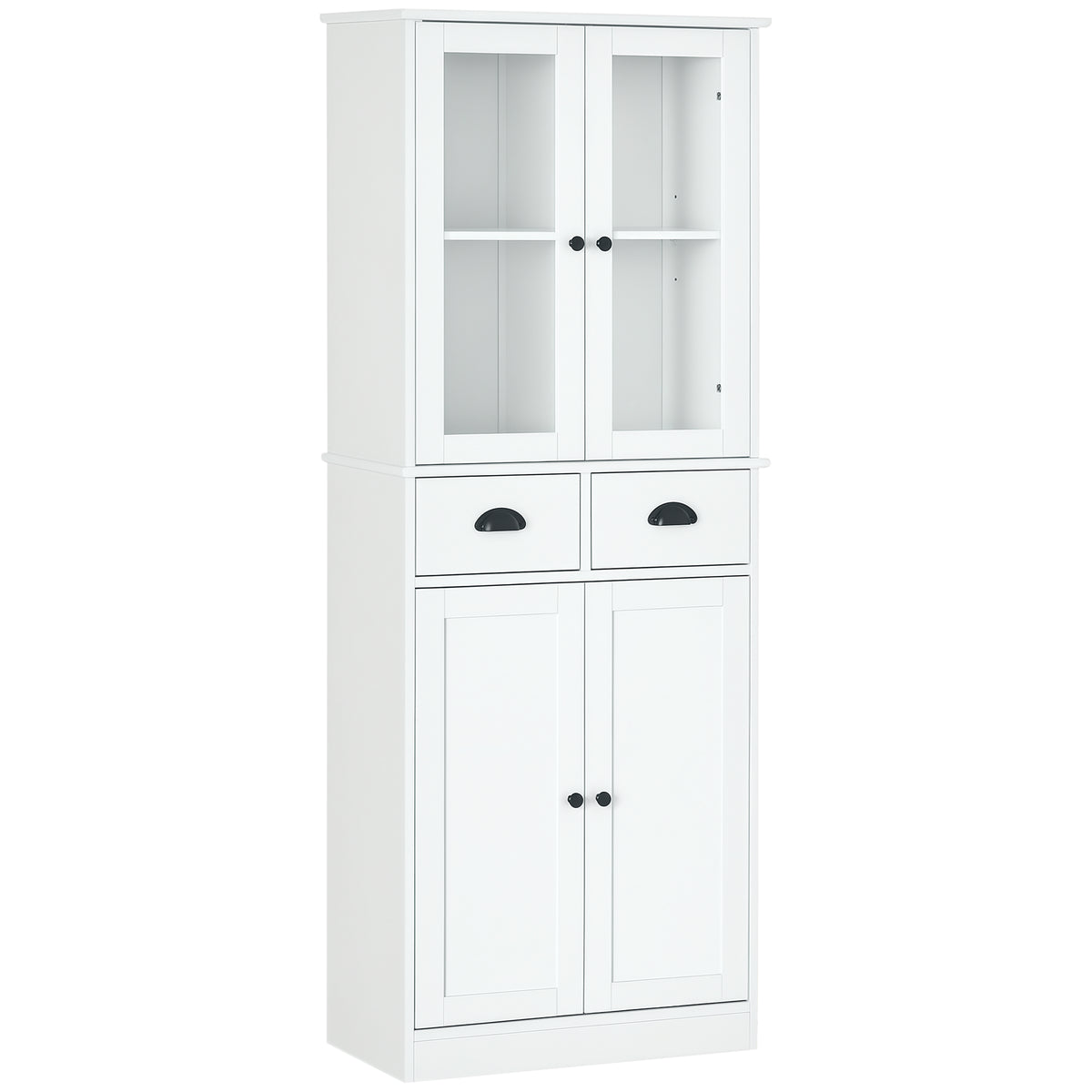 61" Kitchen Pantry Cabinet, Freestanding Farmhouse Buffet Storage Cabinet with Soft Close Glass Doors and – view 8