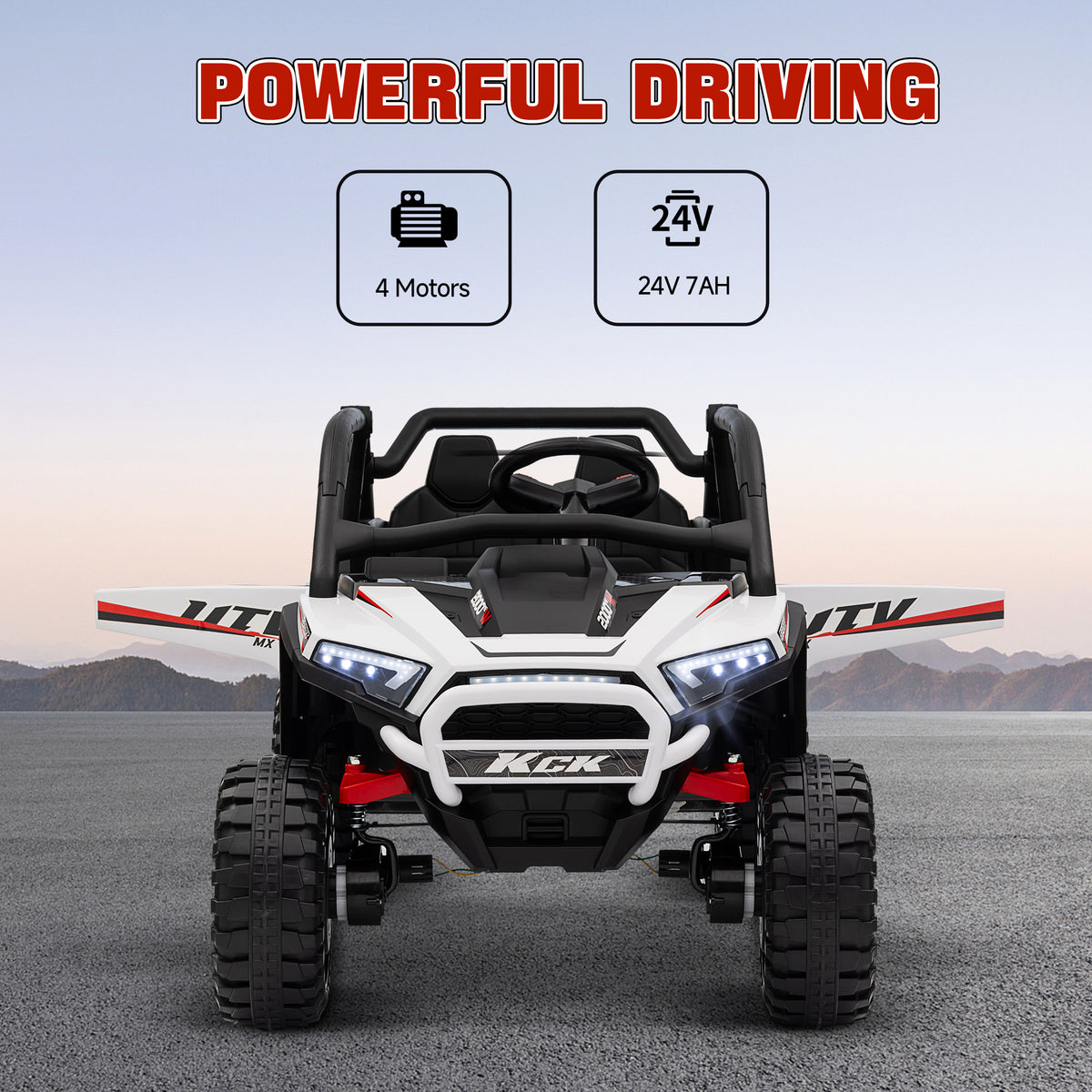 Qaba 2 Seater 24V 7AH Ride on Truck, Electric Car for Kids w/ Spring Suspension, Remote Lights, Horn, Music