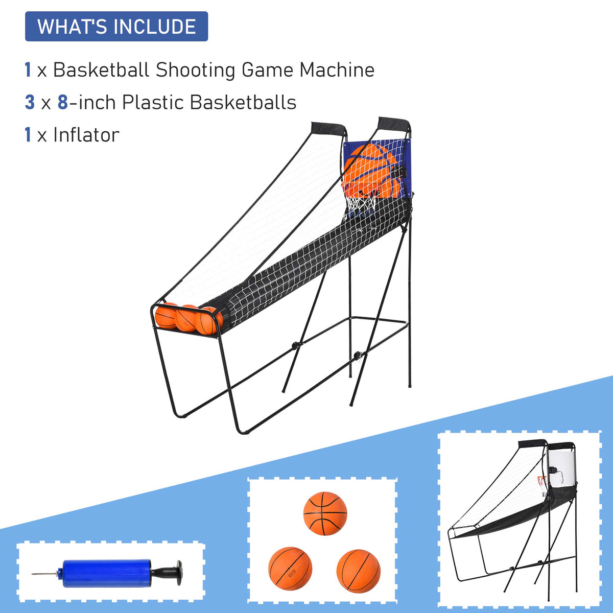Soozier Basketball Hoop Arcade Game with Electronic Score Board for 1 to 2 Players, Black