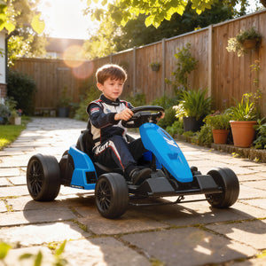 Qaba 24V Electric Go Kart with Dual 150W Motors, Adjustable Seat & 11.2MPH High Speed, Slow Start, 5-Point Harness