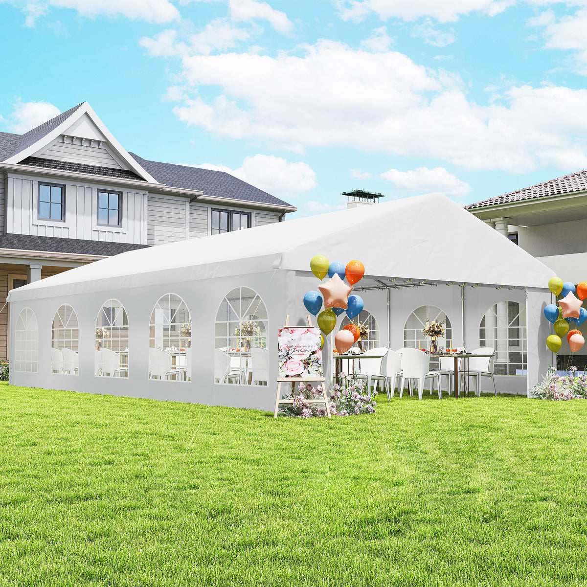 16'x32' Heavy Duty Large Party Tent & Carport with Removable Sidewalls, Portable Garage Canopy Tent, White – view 21