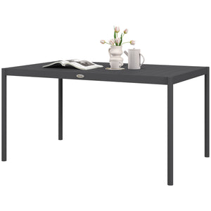 Outdoor Dining Table w/ Aluminium Frame, Garden Table, 57", Dark Grey