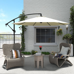 10' Deluxe Patio Umbrella Outdoor Market Parasol Banana Hanging Offset Sunshade Crank Cross Base Black – view 14