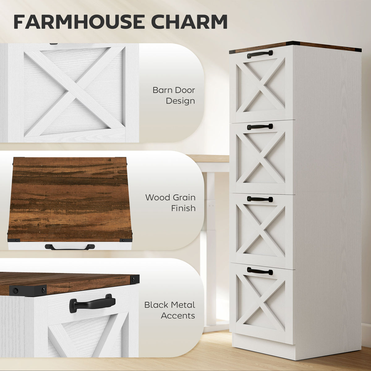 2 Drawer File Cabinet with Silent Slides, Vertical Farmhouse Filing Cabinet Fits Letter/A4 Size Home – view 38
