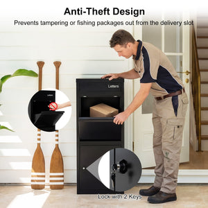 Large Galvanized Package Delivery Box for Outside with Anti-Theft Design-Black view 8