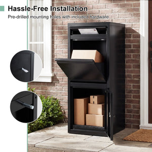 Large Galvanized Package Delivery Box for Outside with Anti-Theft Design-Black view 9