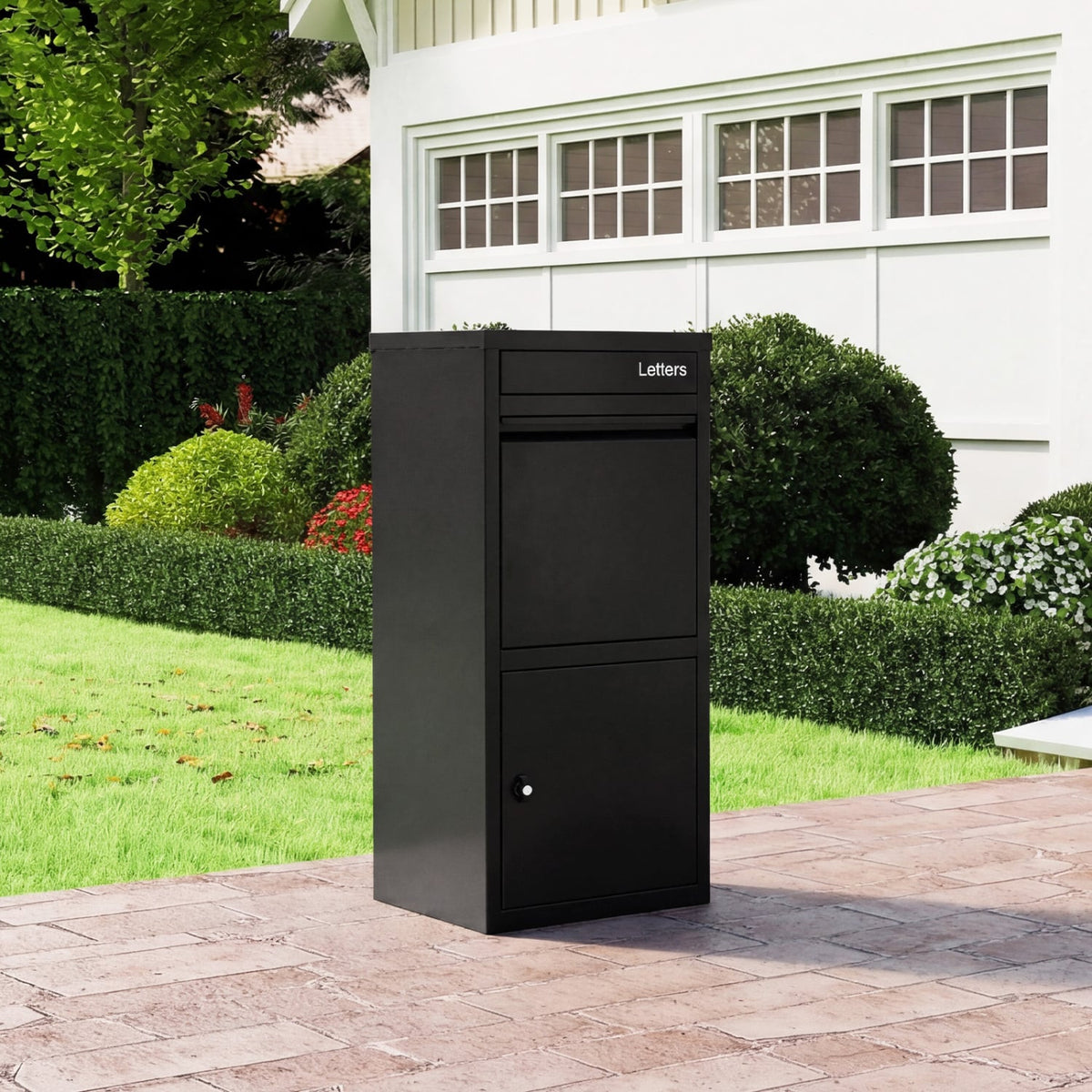 Large Galvanized Package Delivery Box for Outside with Anti-Theft Design-Black view 2