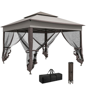 11' x 11' Pop Up Canopy 2-Tier Soft Top Shelter Event Tent w/ Netting Carry Bag for Patio Backyard Garden – view 8