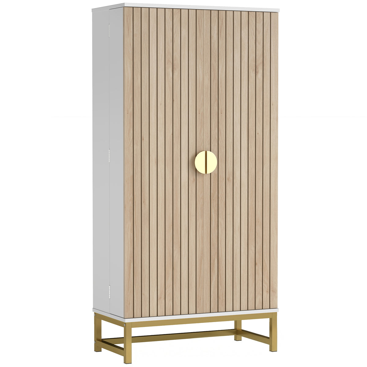 47" Kitchen Pantry Cabinet, Freestanding Kitchen Storage Cabinet with 12 Door Shelves and Adjustable Shelves, White