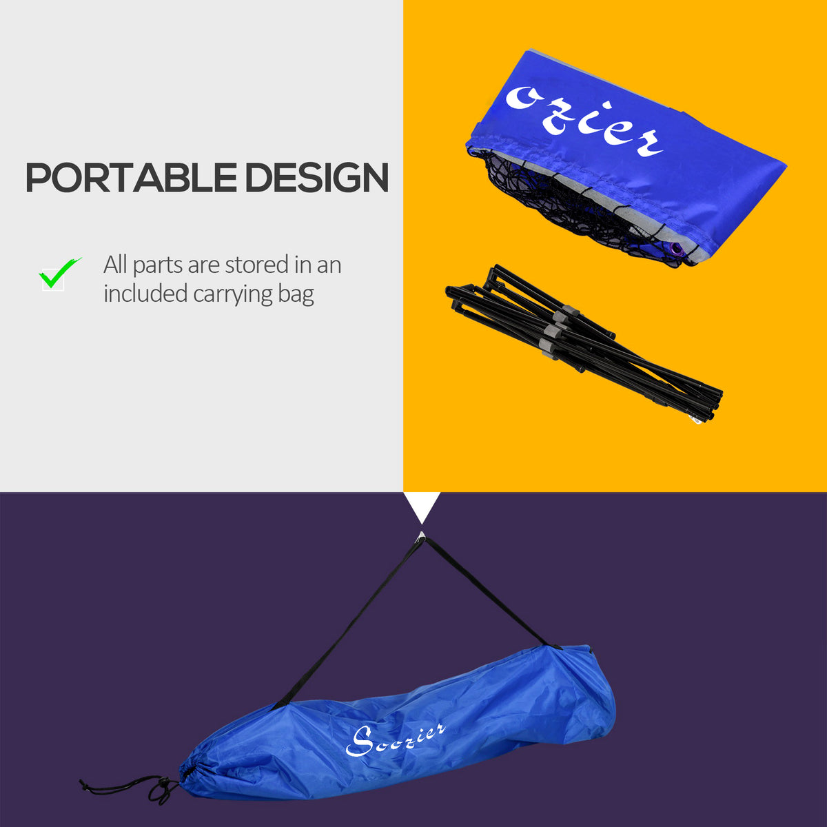Soozier 10ft Badminton Net, Height Adjustable Outdoor Sports Net with Carry Bag, for Tennis, Pickleball and Volleyball
