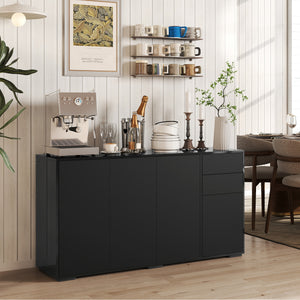 Kitchen Sideboard Storage Cabinet, Modern Coffee Bar with Push-Open Design and 2 Drawers for Living Room – view 17