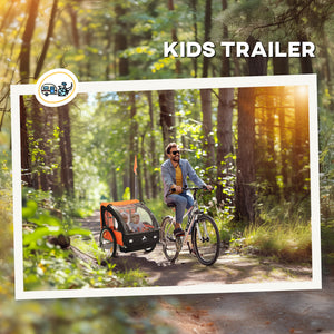 Aosom 2-Seat Child Bike Trailer for Kids with a Strong Steel Frame, 5-Point Safety Harnesses, & Comfortable Seat