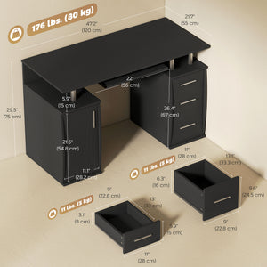 47" Computer Desk with Keyboard Tray and Storage Drawers – view 2