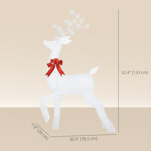 4.3FT Lighted Christmas Reindeer, Christmas Decor with RGB and Warm White LEDs, Stakes and Zip Ties, IP44 Waterproof