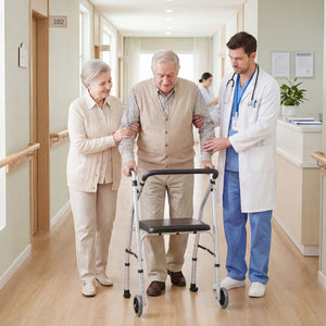 Lightweight Aluminum Mobility Walker for Seniors with 2 Wheels 5-Level Adjustable Height and Padded Seat-Sliver view 2