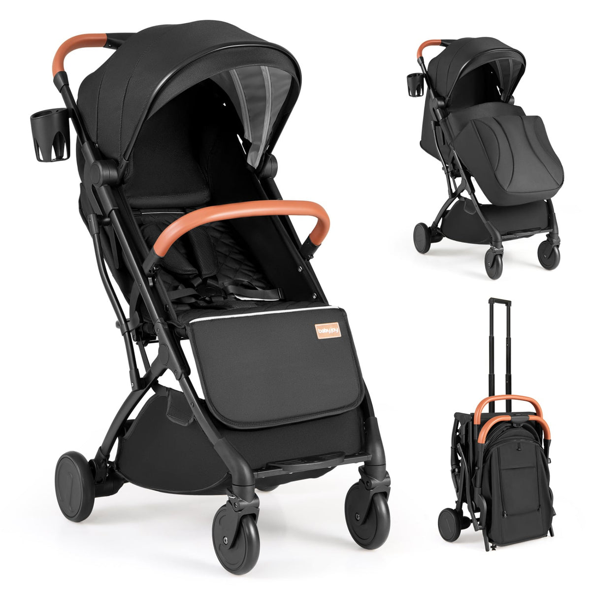 Lightweight Baby Stroller Compact Travel Stroller with One-Hand Folding-Black view 4