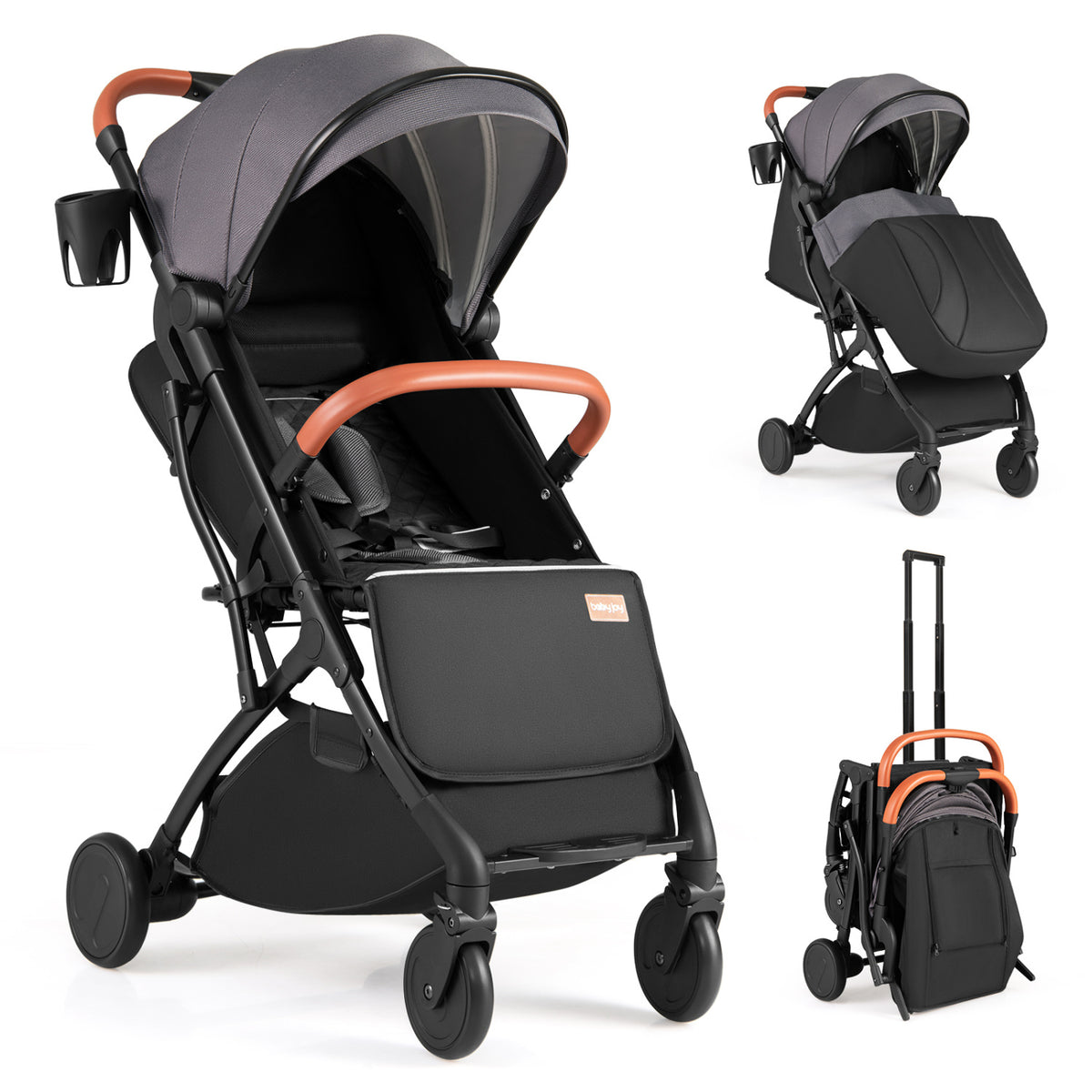 Lightweight Baby Stroller Compact Travel Stroller with One-Hand Folding-Gray view 4