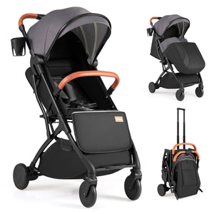 Lightweight Baby Stroller Compact Travel Stroller with One-Hand Folding-Gray view 4