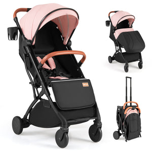 Lightweight Baby Stroller Compact Travel Stroller with One-Hand Folding-Pink view 4