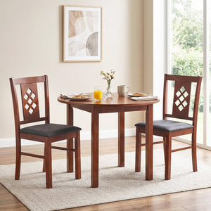 Linen Style Upholstered Kitchen Chairs with Wood Frames Set of 2-Cherry view 2