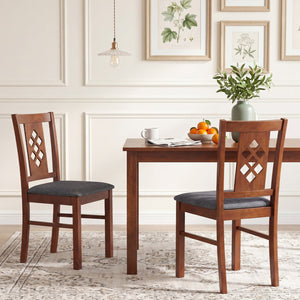 Linen Style Upholstered Kitchen Chairs with Wood Frames Set of 2-Cherry view 3