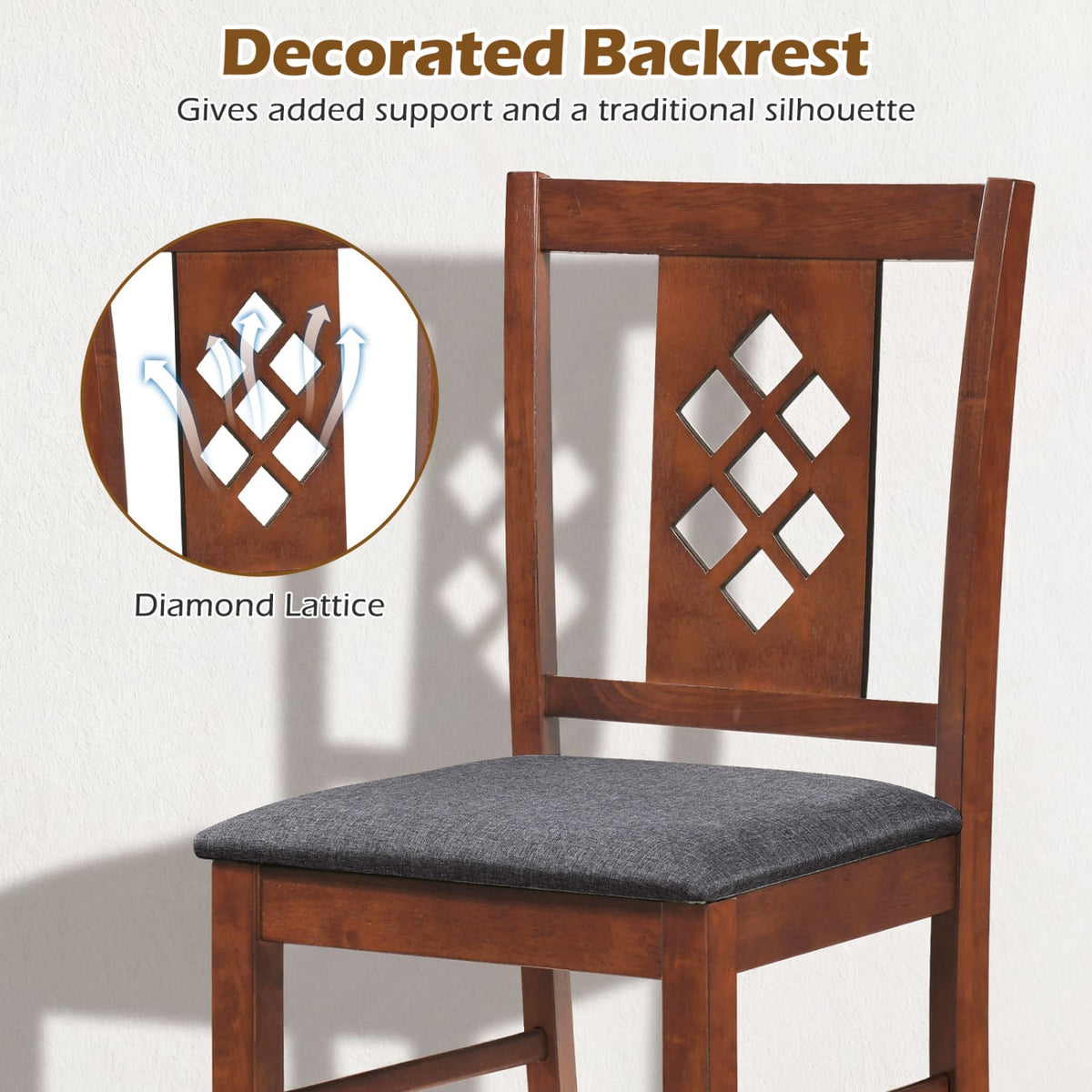 Linen Style Upholstered Kitchen Chairs with Wood Frames Set of 2-Cherry view 7