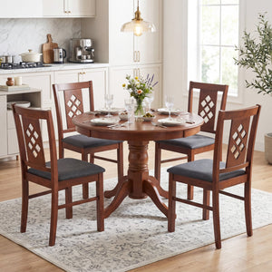 Linen Style Upholstered Kitchen Chairs with Wood Frames Set of 4-Cherry view 2